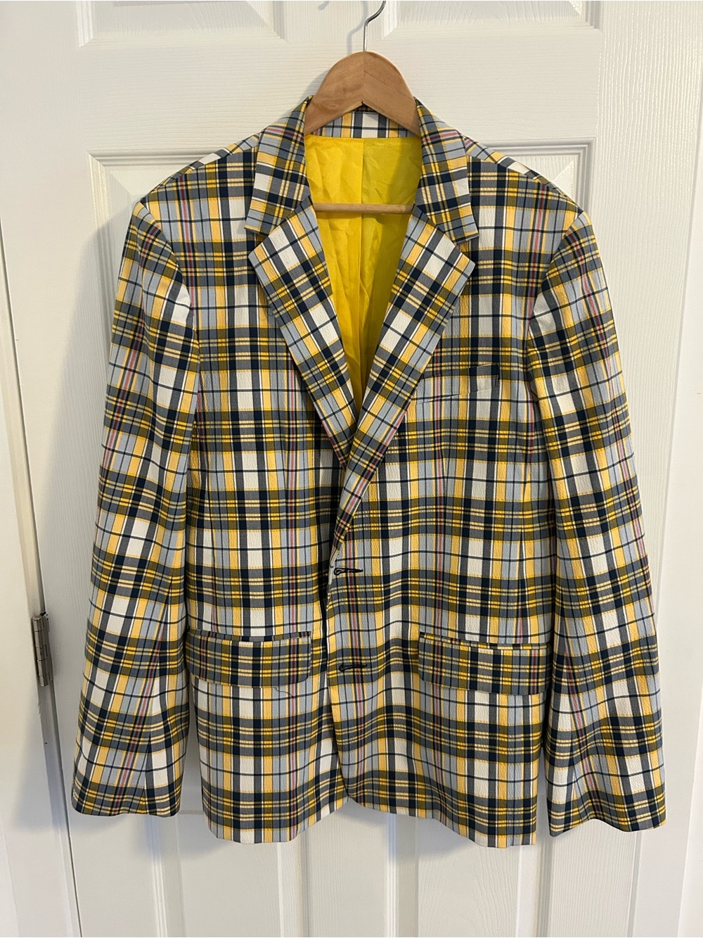 Mr Turk Men's Yellow Plaid Blazer - Classic Tailored Jacket